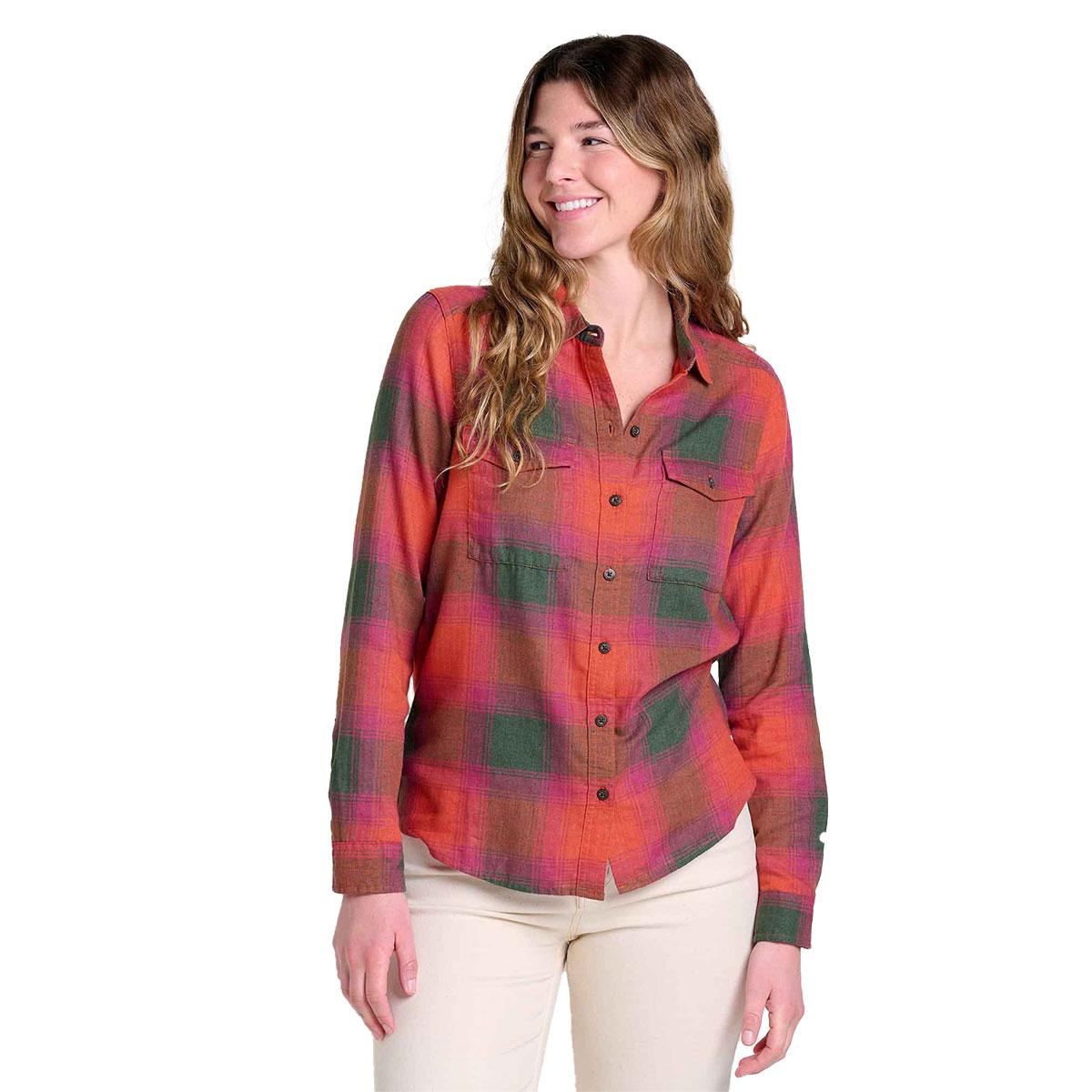 Toad&Co ReForm Flannel Shirt Women's in Burnt Ochre Windowpane
